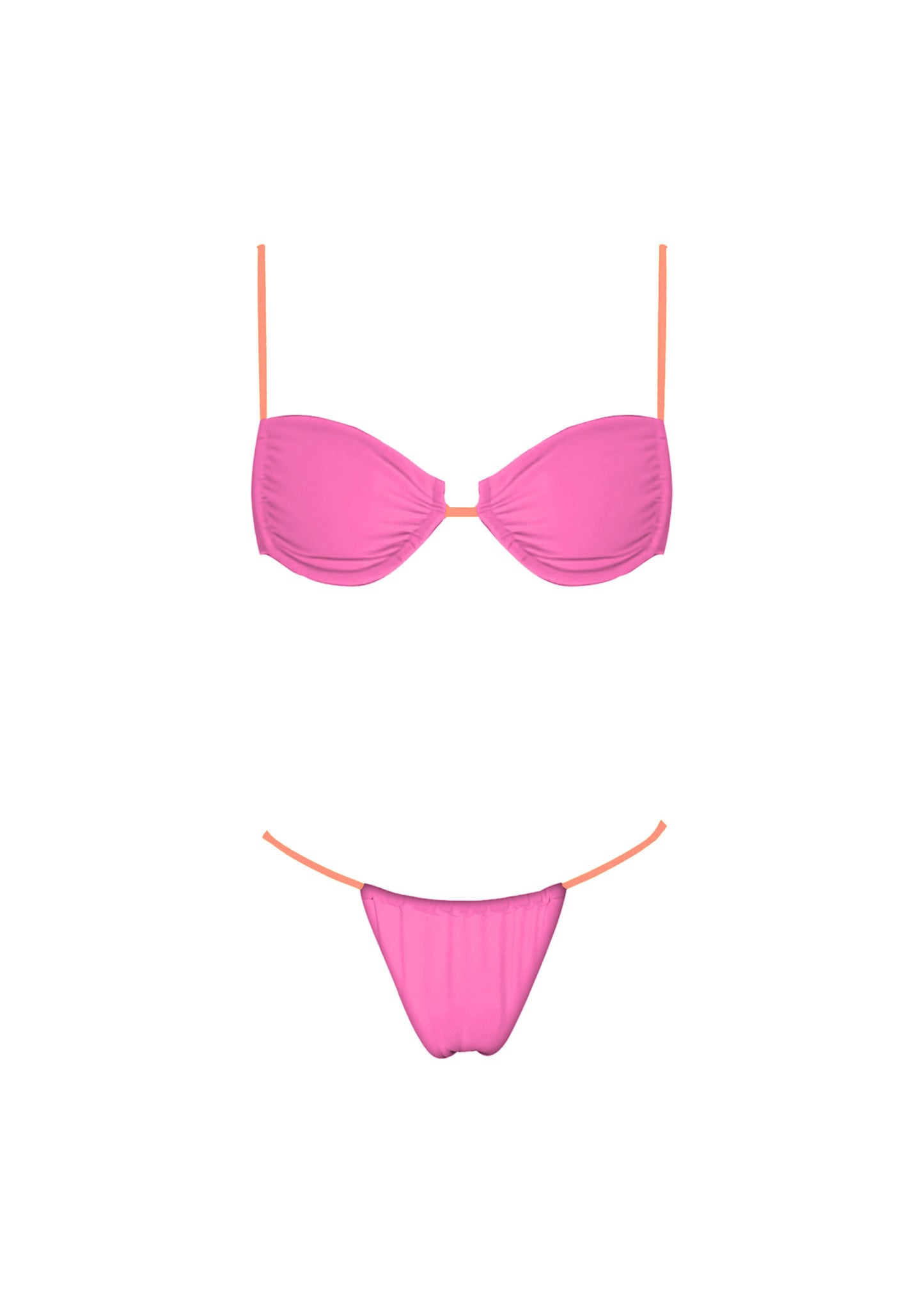 Pink x Orange Bikini Set - Eye-Catching Two-Tone Design